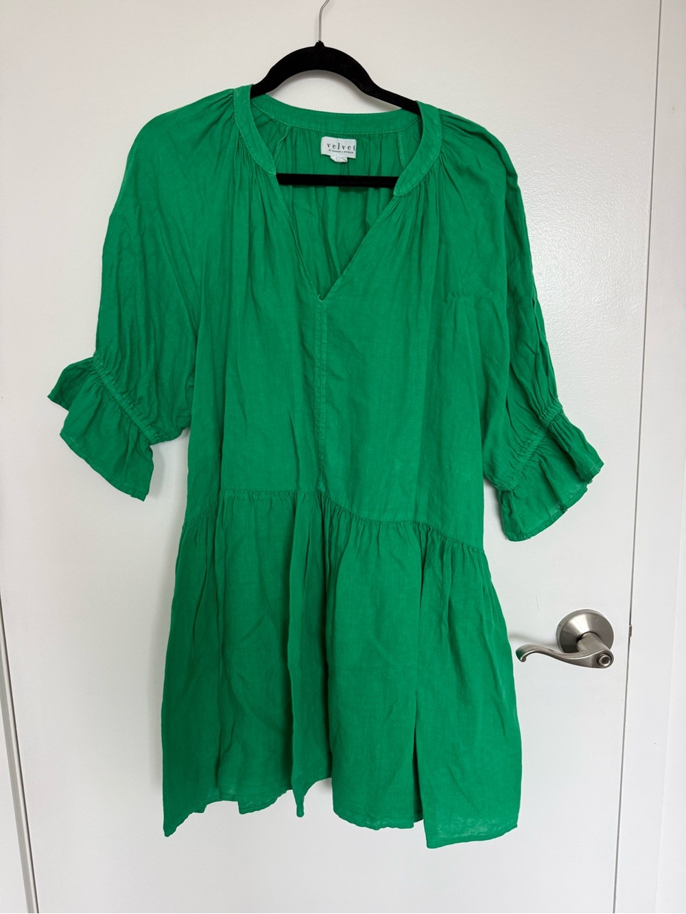 Velvet by Graham & Spencer Emerald Green V-Neck Peasant Tunic